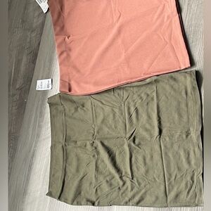 Olive and Mauve pencil skirts